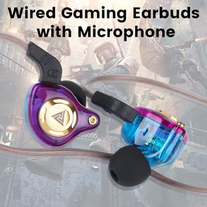 Wired Gaming Earbuds in-Ear Headphones HiFi Game Head Phones in Ear Monitors Deep Bass Sound Wired-Earbuds with 1DD 10mm Dynamic Driver Inear Earphones IEM for Music Gaming Video Calling (Purple) - color: 퍼플.
