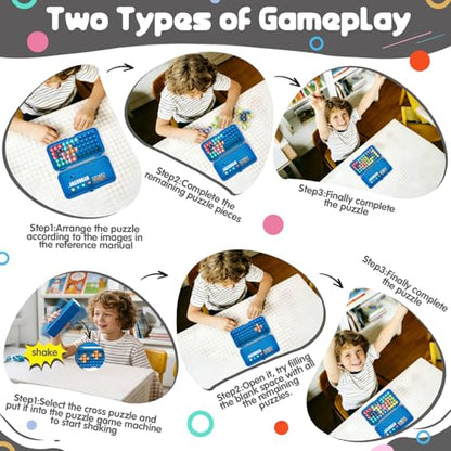 Brain Teaser Puzzles Games for Kids Adults with Timer, 2 Modes Handheld Travel Games, Single Player Mind Challenge Toys, STEM Montessori Educational Gifts for Kids 3+, Teens & Adults (Blue) - color: Blue