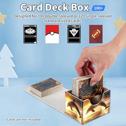 for MTG Commander Deck Box,Card Deck Box for Trading Yugioh MTG,Fits 100 Double Sleeved Cards,PU Leather Strong Magnet Case for Magic Commander TCG CCG,Dolphin Sunset - color: Dolphin Sunset