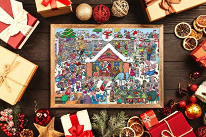 Christmas Puzzles for Adults 1000 Piece Christmas Jigsaw Puzzles Santa's Grotto 27.56 x 19.69 Inch Challenge Toy Gift Educational Game Christmas Jigsaw Puzzles 1000 Pieces for Adults - color: Santa's Grotto