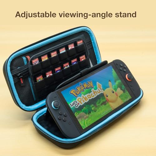 ButterFox Switch 2 Carrying Case for Nintendo Switch 2 Console, Fits Slim Protective Grip Case and 65W Power Bank, With 22 Game Holder and Built-in Stand (Blue/Black, Medium) - color: Blue/Black, size: 7.9 inch Switch 2 M