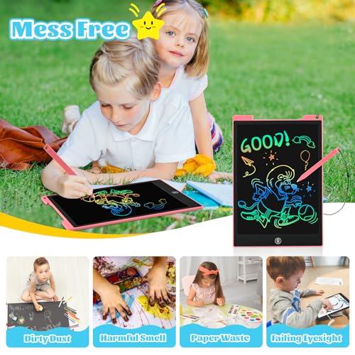 Kids Travel Essential 12 Inch LCD Writing Tablet for Kids, 2 Pack | Toys for Ages 3-8, Preschool Classroom Must Haves, Electronic Drawing Board, Birthday Gifts for Boys & Girls - color: 12”pink&blue
