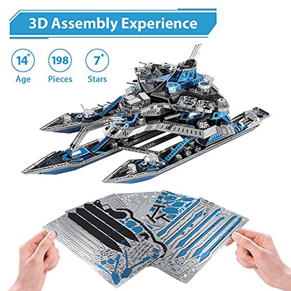 Microworld 3D Metal Puzzle, Military Leader Battleship No.1 Metal Model Kit, Great Challenge 3D Puzzles for Adults, DIY Brain Teaser Assembly Puzzle for Gift - 198 Pieces - color: Battleship No.1