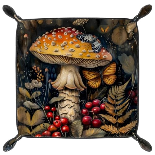 Mushroom Berries Butterfly Dice Tray Dice Rolling Tray Folding Dice Holder for Dice Games, Like RPG, DND and Other Table Games - color: Multi 3