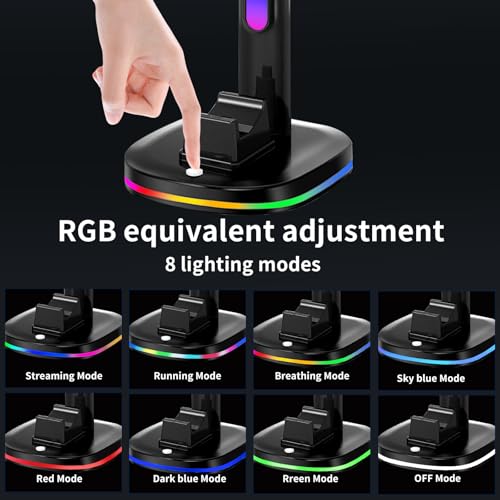 Xbox Headphone Stand with Controller Charger, RGB Xbox Controller Charging Station Headset Stand for Xbox Series X/S/One/One X/One S Charging, Equipped with 1 * 5180mWh Rechargeable Xbox Battery Pack