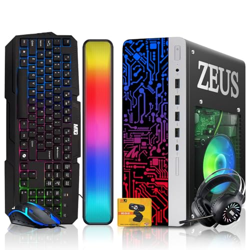 TechMagnet Zeus Pro 9 Gaming Desktop PC, Intel i7, GT 1030, 8GB ARGB RAM, 1TB SSD+4TB HDD, RGB Keyboard Mouse, Soundbar, Headphone, USB WiFi BT, Webcam, Win 11 (Renewed) - color: Only CPU, size: 1TB SSD / 4TB HDD