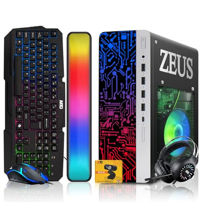 TechMagnet Zeus Pro 9 Gaming Desktop PC, Intel i7, GT 1030, 8GB ARGB RAM, 1TB SSD+4TB HDD, RGB Keyboard Mouse, Soundbar, Headphone, USB WiFi BT, Webcam, Win 11 (Renewed) - color: Only CPU, size: 1TB SSD / 4TB HDD