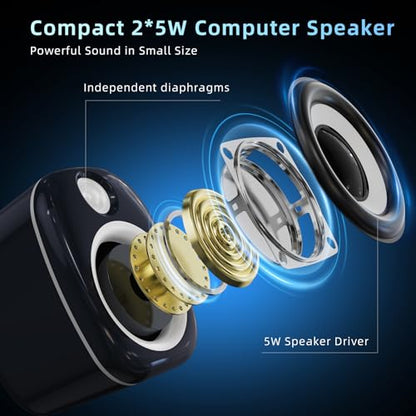 USB Speakers,Computer Speakers for Desktop PC,Desktop Gaming Speakers,Small Computer Speakers USB Powered 3.5mm Aux Speaker for PC,Laptop,Tablet,Monitor,Phone, Blue