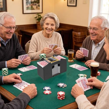 FEIERYA Automatic Card Shuffler 2/1/4/6 Deck,Battery-Operated Electric UNO Poker Shuffler,Playing Card Shuffler for Home Card Game,Travel - size: 4 Decks