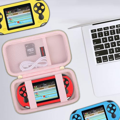 Elonbo Carrying Case for TEBIYOU/ WELLST·G/ TaddToy/ Beijue/ FAMILY POCKET/ CCTU/ X-JOYKIDS/ GREENCREEK/ Beico/ KAVOYI/ GuaiyeyeAP Handheld Game Console, Portable Electronic Gaming Player Bag, Pink - color: Pink