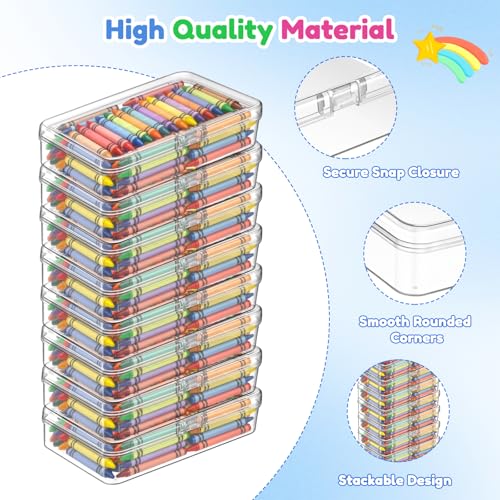 VZZNN 16 Pack Clear Plastic Storage Organizer Boxes with Lids, 4.33 x 3.14 x 1.10 in Durable Organizer for Beads, Jewelry, Crayons, Small Parts, Fishing Tackle, Crafts, Classroom & Bulk Storage