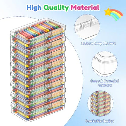 VZZNN 16 Pack Clear Plastic Storage Organizer Boxes with Lids, 4.33 x 3.14 x 1.10 in Durable Organizer for Beads, Jewelry, Crayons, Small Parts, Fishing Tackle, Crafts, Classroom & Bulk Storage