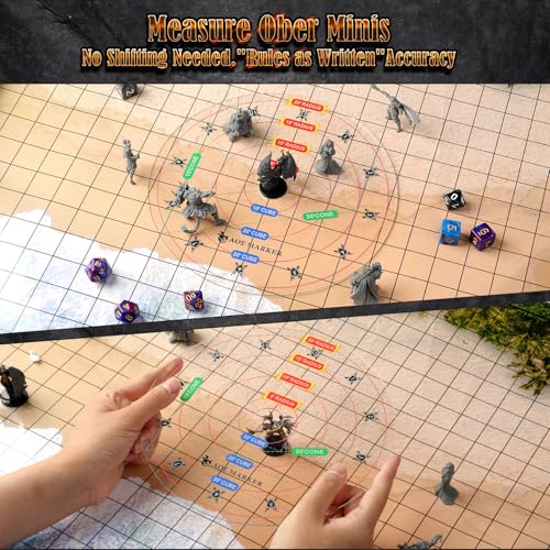 D&D 5e Damage Template with 1" Center Hole - 30' Cube/Cone Acrylic AOE Measurer, RPG Alignment Tool for Precise Spell Casting, Tabletop Gaming Accessories & DM Gifts, Tools for Dungeons and Dragons - style: ALL IN ONE