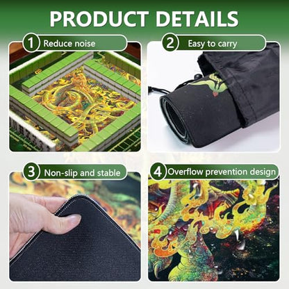 Mahjong Mat,Non-Slip and Noise Reducing Portable Mahjong Accessories | 31.5" x 31.5" with a Carrying Bag,Game Table Mat for Board Games, Card Games, Dominoes - color: Turtle