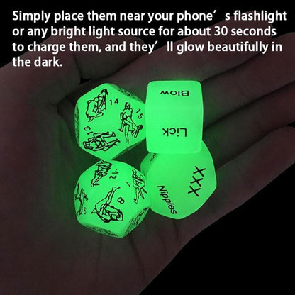 4 Pcs Dice Set Couple Games Date Night Dice, Glow in The Dark Couples Decision Dice Toys for Romantic Ideas, Funny Naughty Gift for Adults Boyfriend Girlfriend Men or Women WQ10