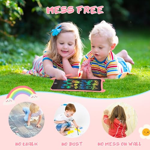 EooCoo Kids LCD Writing Tablet, Mess Free Coloring Books, Travel Toys | Toddler Toys Travel Essentials, 8.5 Inch Drawing Pad for Kids 2 Pack, Preschool Classroom Must Have, Age 3-5 Girls Boys Gifts - color: 8.5”Pink&Blue