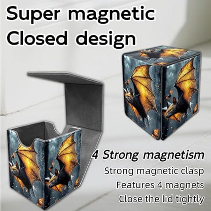 for MTG Deck Box, Trading Card Storage Case Holds 100+ Sleeved Cards, Bat with Glowing Wings Magnetic Closure Durable Deck Holder for Magic The Gathering, TCG & Commander - color: Bat with Glowing Wings