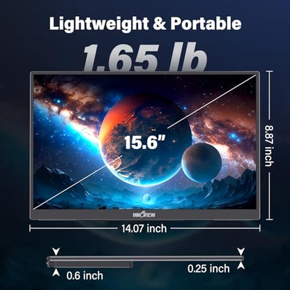 InnoView 15.6" Portable Monitor 60Hz 4K UHD 3840x2160 | 100% sRGB HDR | Travel Monitor with 2 USB-C & HDMI Ports | Second Screen for Laptop Mac PC Xbox PS5 Switch (Includes Adapter) - size: 15.6 Inches