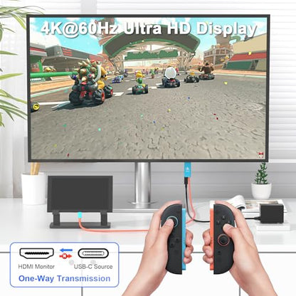 Switch 2 Dock HDMI Cable,Portable Travel TV Adapter with 4K@60Hz for Switch2/ Switch OLED/Steam Deck/Rog Ally/Xbox Ally X/Legion Go, 100W PD in with 6.6 FT Charging USB C to HDMI Cable