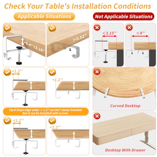 Under Desk Cable Management Tray No Drill,36Inch Cable Management,White | Clamp and Screw Mount Cable Management Tray, Extra Large Capacity Desk Cable Management, Fabric Wire Management for Office - color: White, size: 36"L x 5.5"W