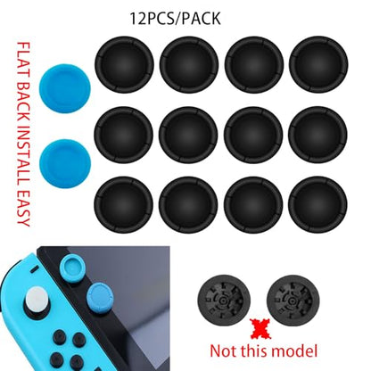 12PCS Replacement Joystick Cap Thumb Grip for Switch OLED Joycon & Switch Lite, for Joycon Grips Thumbstick Cover 3D Analog Repair Kit(Black) - color: Black