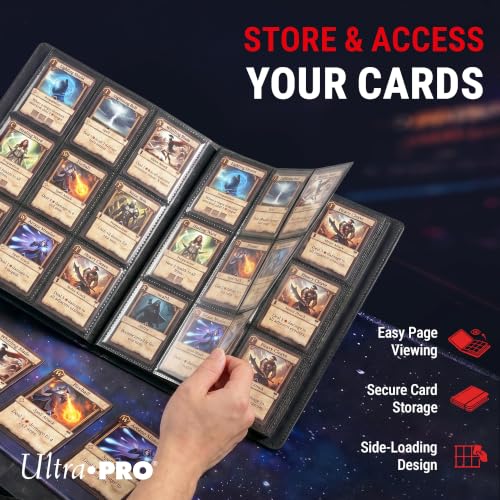 Ultra Pro Pokemon Card Binder 9 Pocket Full-View with Poke Ball Design – Trading Card Binder Holds 360 Cards Side Loading – Organizer for TCG Collectors with Elastic Strap for Sleeved Cards