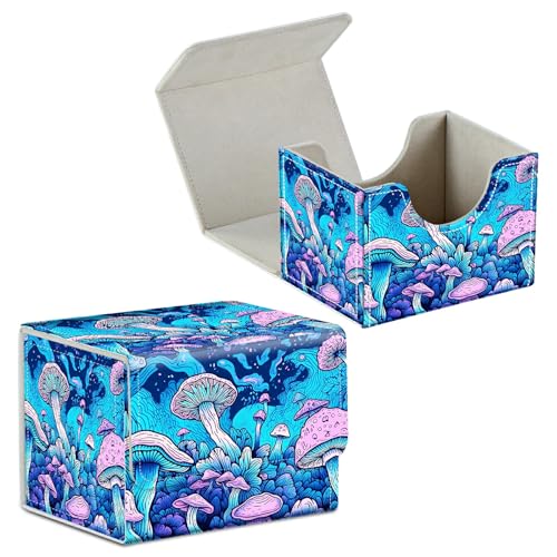 Card Deck Box for Trading Cards Commander Deck Box Card Storage Box with Strong Magnet Magic Premium Gathering Cover for TCG CCG Magic Cards,Fascinating Mushroom - color: Psychedelic Mushroom, size: A Card Case