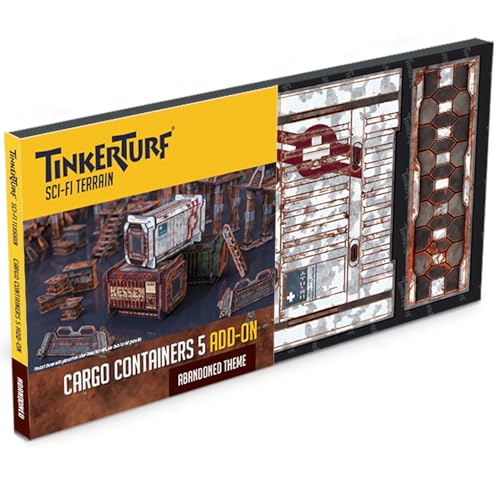 TinkerTurf Sci-Fi Terrain: Cargo Containers 5 Add-On, 3 Containers Included, Neutral Theme, Modeular Design, Easy Storage, Virtually Limitless Setups - style: Series 5 - Abandoned