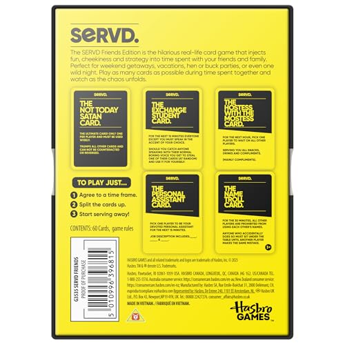 Hasbro SERVD Friends Edition Party Game – Hilarious Real-Life Card Game for Adults – Inject Fun and Strategy into Time with Friends – 2-10 Players – Ages 17+ - style: Friends