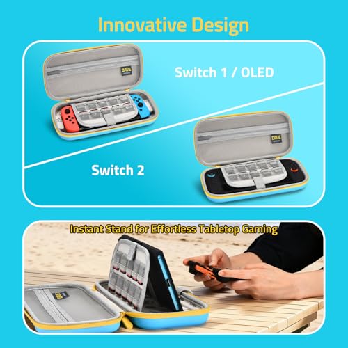 FUNLAB Switch 2 Carrying Case Compatible with Nintendo Switch 2/1/OLED, Portable Hard Shell Switch Carry Case with 10 Game Card Slots for Travel, Dave the Diver Official Licensed, Sky-Blue - color: Sky-Blue