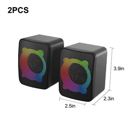 1 Pair Computer Speakers with Subwoofer, USB Powered Speakers with 3.5mm Aux Input, Wired RGB Stereo Speaker for Desktop PC Monitor, Gaming Desk Accessories