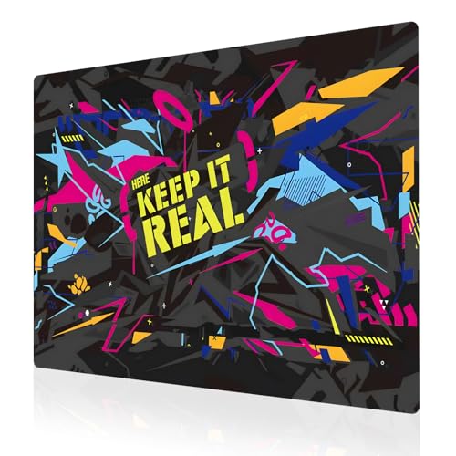 gogofree Glass Mousepad for Gaming, Ultra Smooth Mouse Mat with Hard Surface, Tempered Glass Mouse Pad Precision Speed Control for Games and Office (Vibrant Graffiti Black, 19.7" L x 15.7" W) - color: Vibrant Graffiti Black, size: 19.7L x 15.7W inches