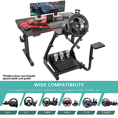 Dardoo Racing Wheel Stand Foldable Fit for Logitech G29 G25 G923, for Thrustmaster T80 T150 TX F430, for Fanatec Adjustable Steering Frame Stand, Wheel and Pedals Not Included
