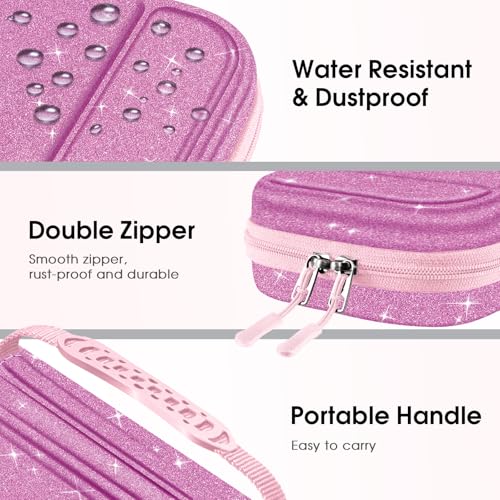 FINTIE Carrying Case for Nintendo Switch 2 (2025), Shockproof Hard Shell Switch 2 Case, Protective Cover Travel Bag with 19 Game Card & 2 Micro SD Card Slots & Inner Pocket, Glittering Purple - color: Glittering Purple