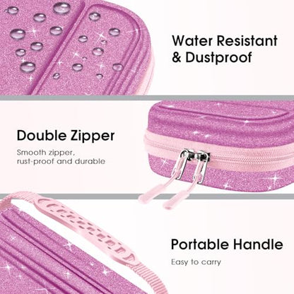 FINTIE Carrying Case for Nintendo Switch 2 (2025), Shockproof Hard Shell Switch 2 Case, Protective Cover Travel Bag with 19 Game Card & 2 Micro SD Card Slots & Inner Pocket, Glittering Purple - color: Glittering Purple