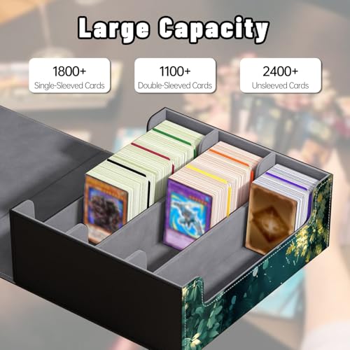 DEGDFSGR Card Game Storage Box for TCG MTG Commander Deck Box MTG Card Box Organizer Trading Card Case Magnetic Closure Creative Pattern Up to 2400 Cards, Green Pond Red White Koi Fish - color: Green Pond Red White Koi Fish