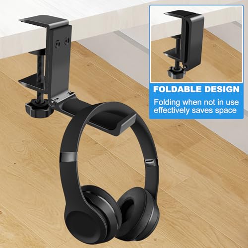 1PCS Headphone Stand Hanger Holder, Foldable Aluminum Desk Headphone, Universal Space Saving Headset Stand Multifunctional Under Desk Hanger for Home Office - size: Black 1PCS
