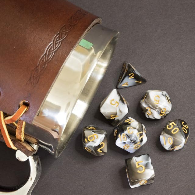 Sage’s Portal Stones DND Dice Set Acrylic Opaque 7-PC Polyhedral DND Dice Set for Dungeons and Dragons D&D Sage’s Cantrips RPG Tabletop TTRPG (White/Mica) - color: White/Mica