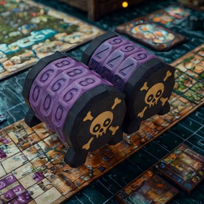 2 Pack Life Counter - HP Tracker with Tracking Card Slo MTG Skull Pattern Tabletop RPG Dungeons and Dragons(2pcs Black Gloden) - color: Black