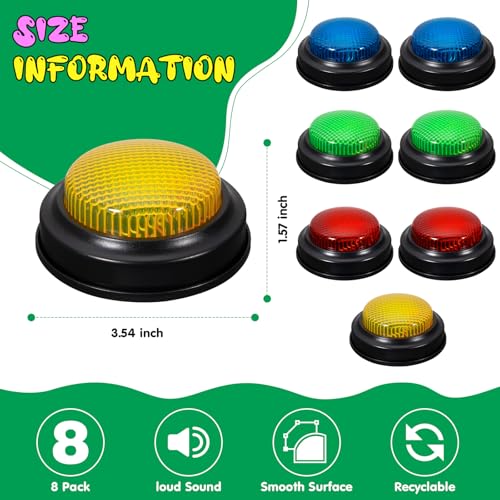 8-Pack Game Buzzers for Trivia Games – Classroom Quiz Buzzers with Lights & Sounds for Learning, Parties & Family Fun