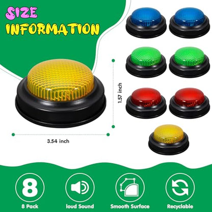 8-Pack Game Buzzers for Trivia Games – Classroom Quiz Buzzers with Lights & Sounds for Learning, Parties & Family Fun