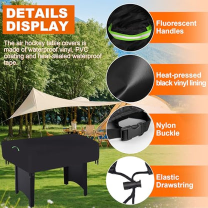 Air Hockey Arcade Table Cover,Heavy Duty 600D Oxford Covers for Hockey Game Table/Foosball and Game Soccer Table ,Outdoor Waterproof,Rain, Snow and Wind-Proof (Black, 60*32*20in) - size: 60*32*20in