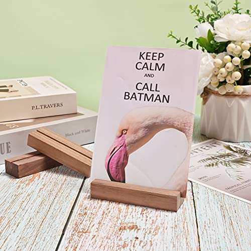 WILLOWDALE 6Pcs Walnut Place Card Holders for Table, Table Number Holders | Acrylic Table Numbers Holders for Wedding Reception, Picture & Photo Holder Wood Display Stand for Home and Party Decoration - size: 6pcs 3.9" Walnut