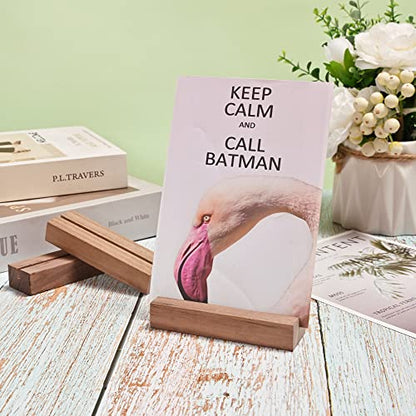 WILLOWDALE 6Pcs Walnut Place Card Holders for Table, Table Number Holders | Acrylic Table Numbers Holders for Wedding Reception, Picture & Photo Holder Wood Display Stand for Home and Party Decoration - size: 6pcs 3.9" Walnut