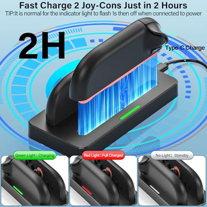 ZRZLMVP Switch 2 JoyCon Charger for Nintendo Switch 2 Joy Con 2 Controller | Charging Dock for Joy-Con 2 Controllers, 2H Fast Charge Switch 2 Controller Charger Station with LED Indicator - color: BLACK-2
