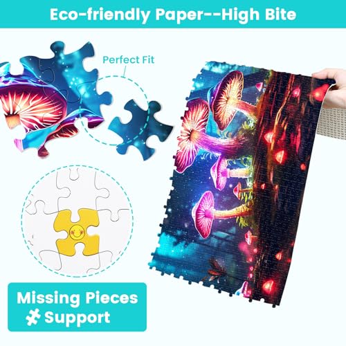 Edsjegn 2 Pack 1000 Piece Puzzle for Adults Jigsaw Puzzles 1000 Pieces 2000 Piece Puzzles for Adults Hummingbird Mushroom Jigsaw Puzzles White Elephant Gifts - color: Hummingbird + Mushroom