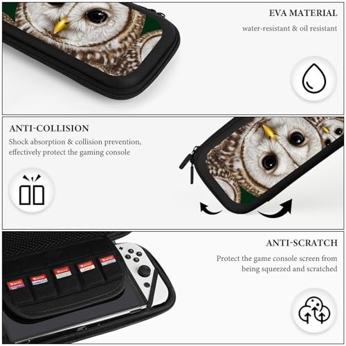 PPIKTC Travel Protective Pouch for Switch, Portable Carrying Case with 15 Game Cartridges, Cute White Owl Bag - color: Design (208)