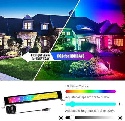 2 Pack 50W 2.4G Remote Control RGB Wall Washer Light with Remote Control & APP Control, for Birthday Party, Garden Lighting, Wall Display, Hotel, Building, Commercial Lighting - size: 50W RGB&3000K*2