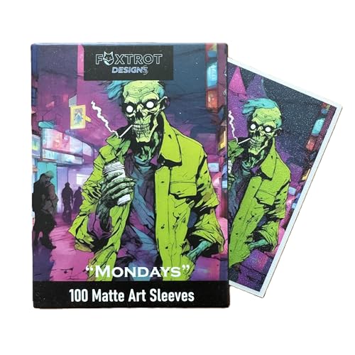 Foxtrot Designs TCG Art Card Sleeves - 100 Count Card Protectors with Matte Textured Back - Compatible with Magic The Gathering and Other TCGs & LCGs (Mondays) - color: Mondays