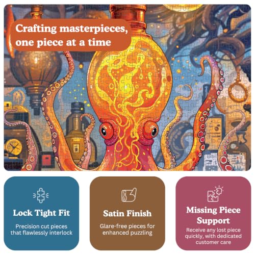 Cross & Glory | 1000 Piece Jigsaw Puzzles for Adults | Octopus Alchemy | The Lava Experiment | Lava Lamp Octopus Puzzle 1000 Pieces | Satin Finish Ocean Puzzle for Adults | Ages 14+ - color: Octopus Alchemy